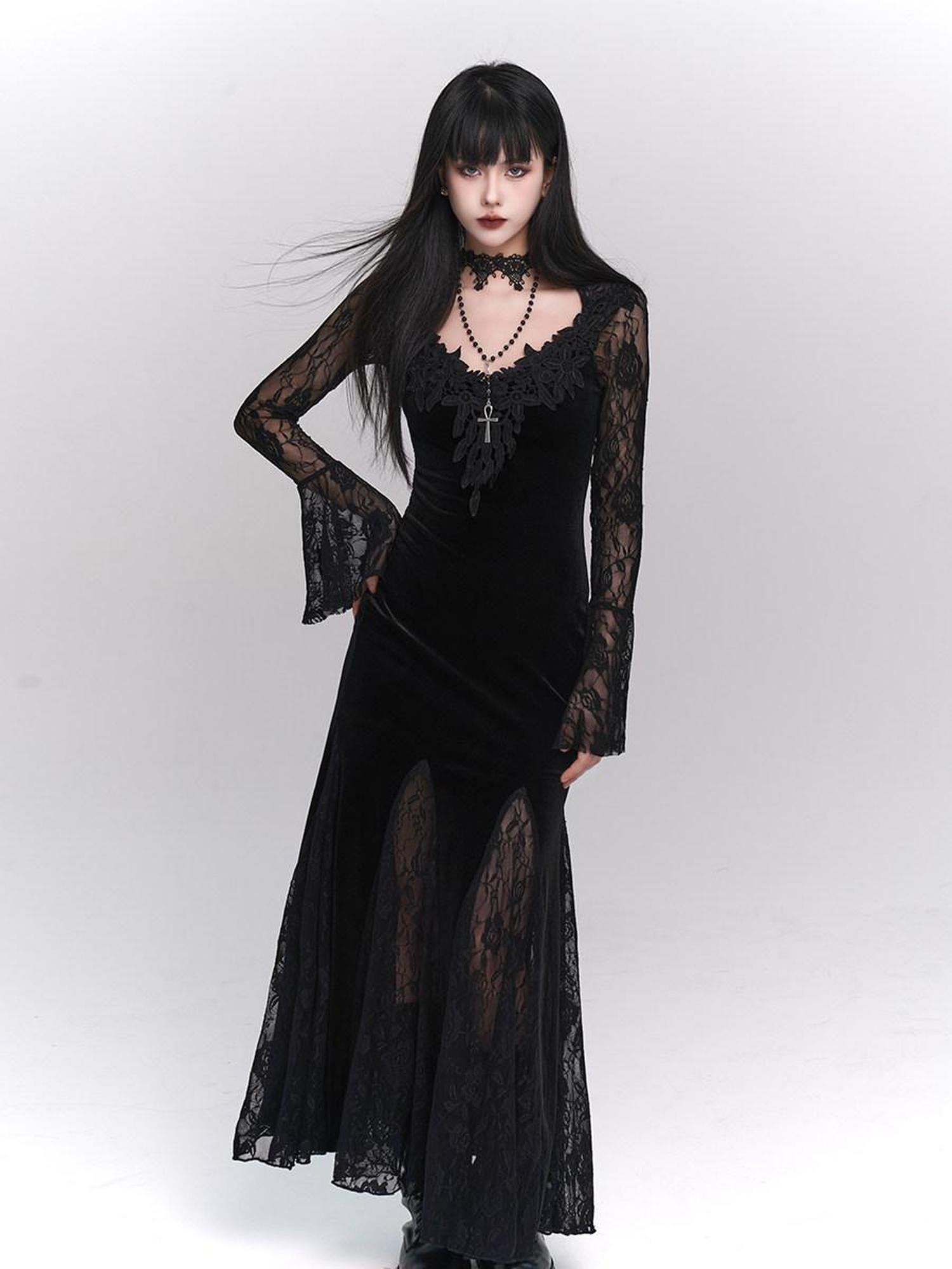 LADYGHOST Ghostly Gothic Fishtail Red And Black Women&