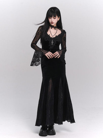 LADYGHOST Ghostly Gothic Fishtail Red And Black Women&