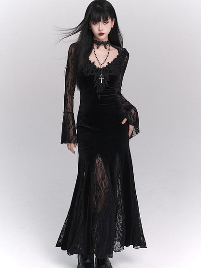 LADYGHOST Ghostly Gothic Fishtail Red And Black Women&
