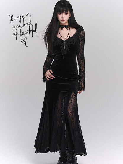 LADYGHOST Ghostly Gothic Fishtail Red And Black Women&