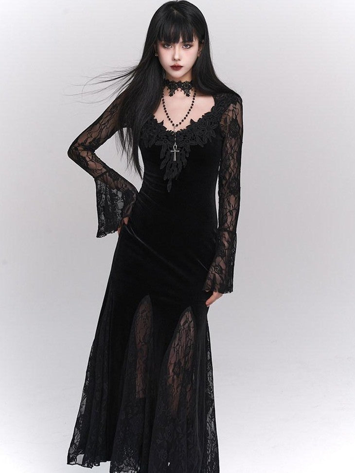 LADYGHOST Ghostly Gothic Fishtail Red And Black Women&