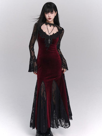 LADYGHOST Ghostly Gothic Fishtail Red And Black Women&