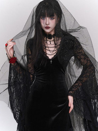 LADYGHOST Ghostly Gothic Lace Figure Flattering Women&