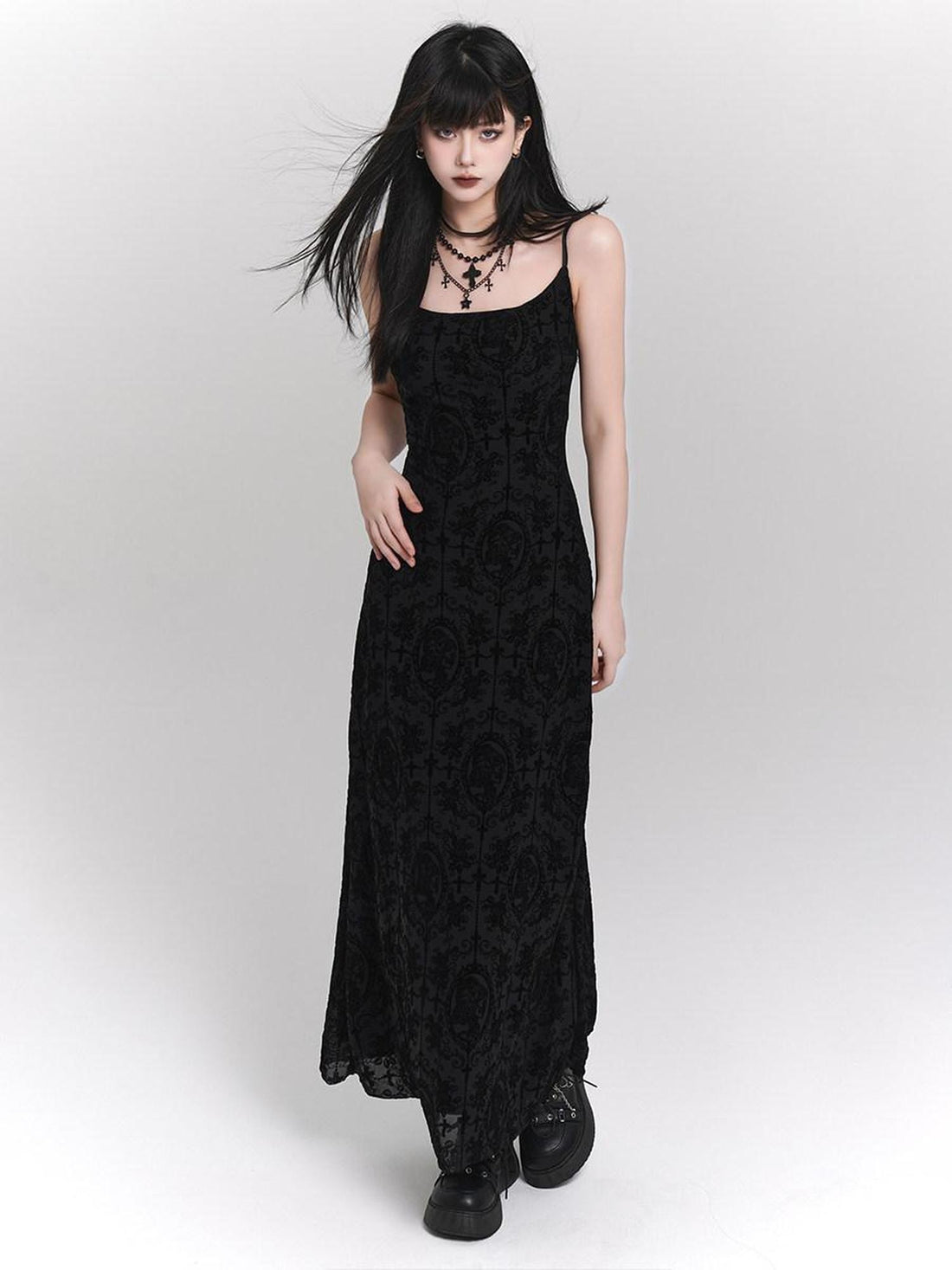 LADYGHOST Ghostly Gothic Vintage Spaghetti Strap Cinched Waist Women&
