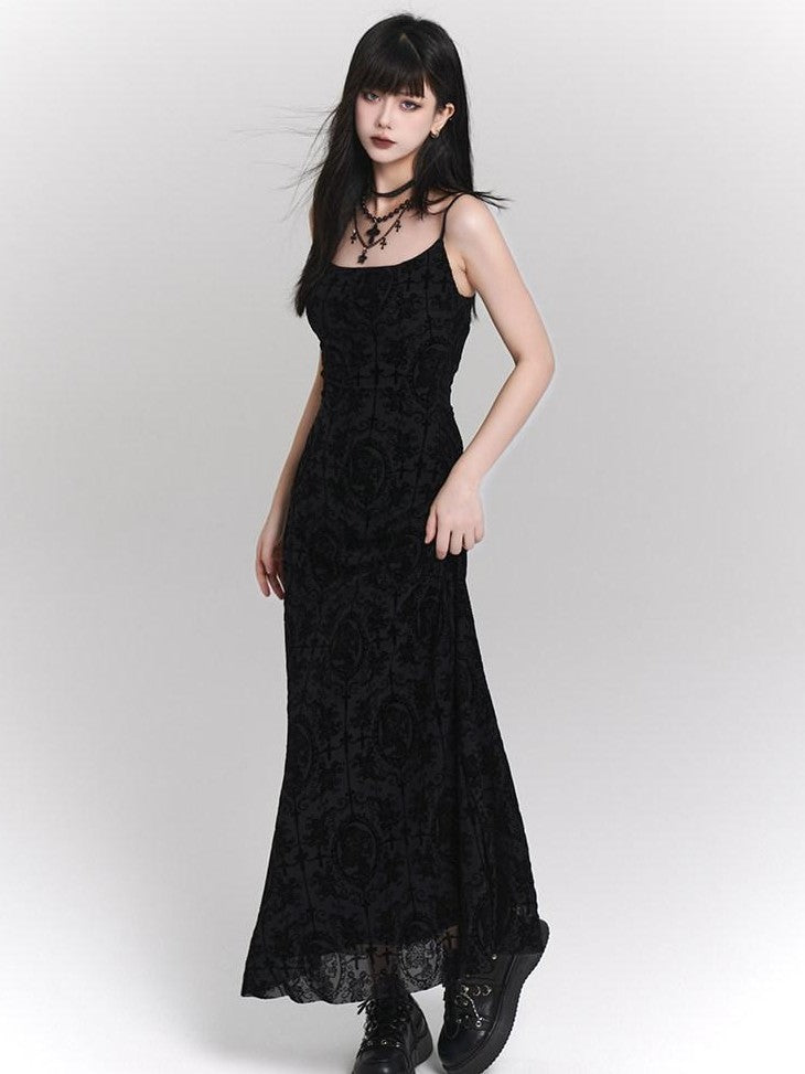 LADYGHOST Ghostly Gothic Vintage Spaghetti Strap Cinched Waist Women&