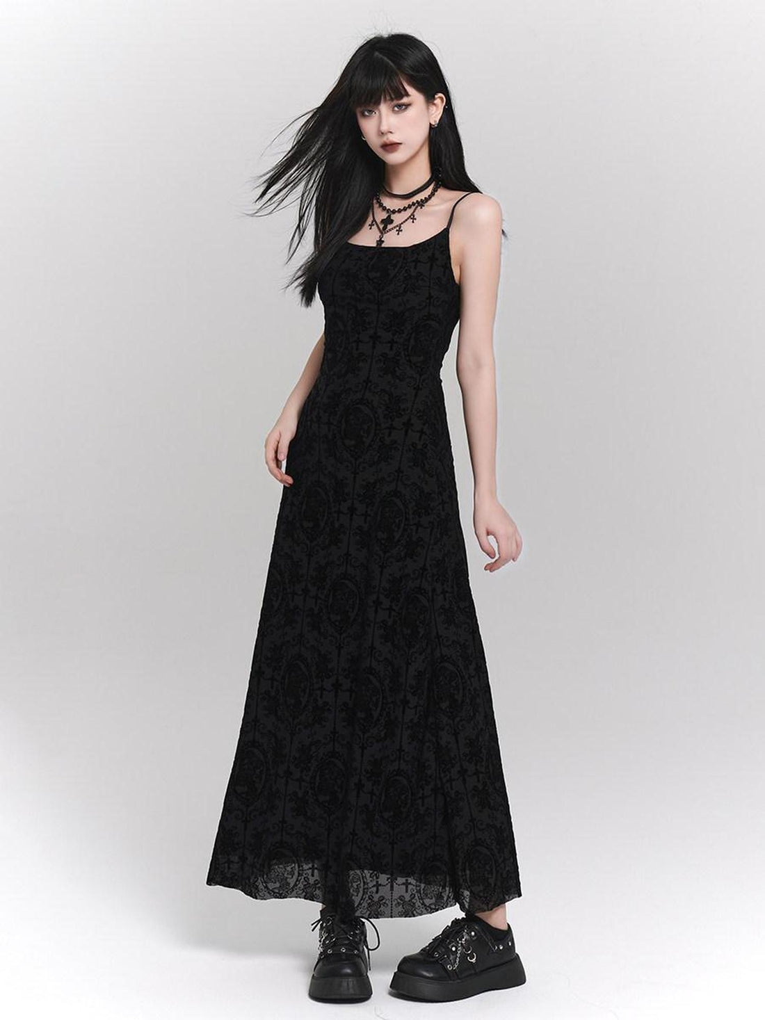LADYGHOST Ghostly Gothic Vintage Spaghetti Strap Cinched Waist Women&