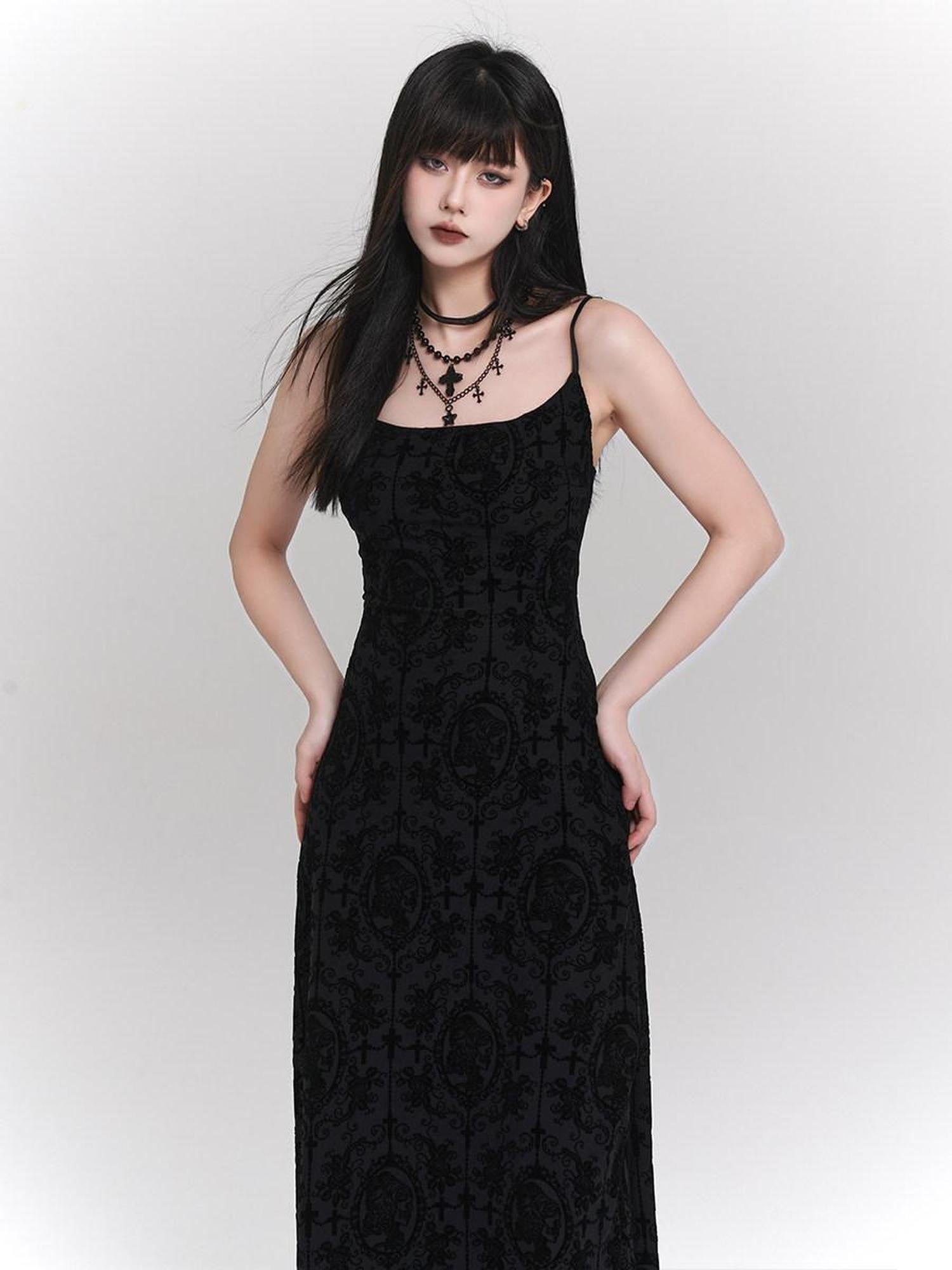 LADYGHOST Ghostly Gothic Vintage Spaghetti Strap Cinched Waist Women&