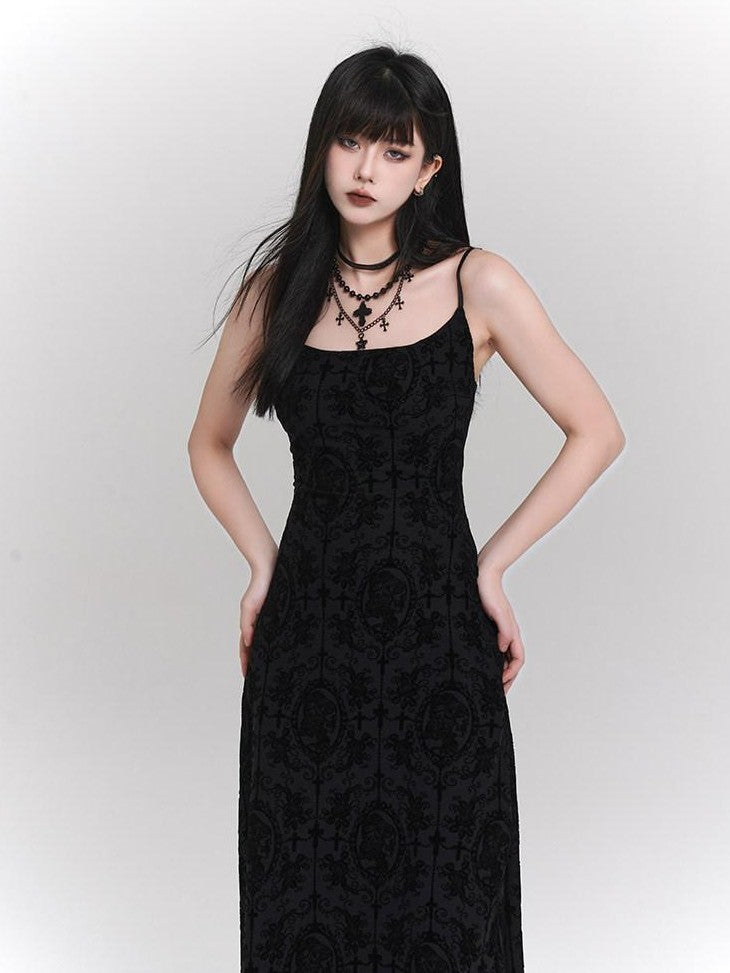 LADYGHOST Ghostly Gothic Vintage Spaghetti Strap Cinched Waist Women&