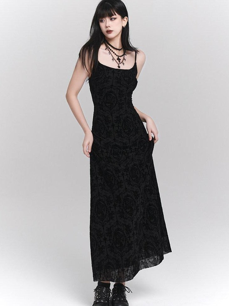 LADYGHOST Ghostly Gothic Vintage Spaghetti Strap Cinched Waist Women&