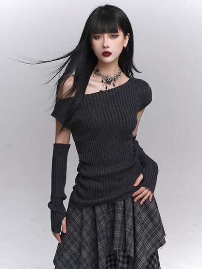 LADYGHOST Ghostly Gray Asymmetric Shoulder Women&