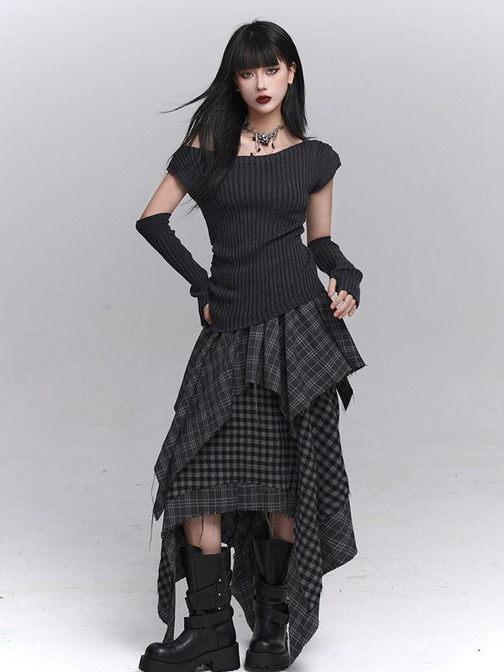 LADYGHOST Ghostly Gray Asymmetric Shoulder Women&