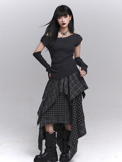LADYGHOST Ghostly Gray Asymmetric Shoulder Women&
