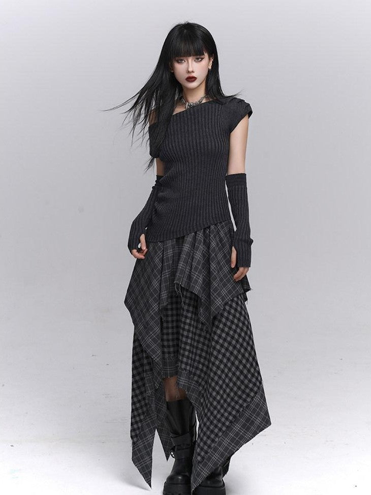 LADYGHOST Ghostly Gray Asymmetric Shoulder Women&