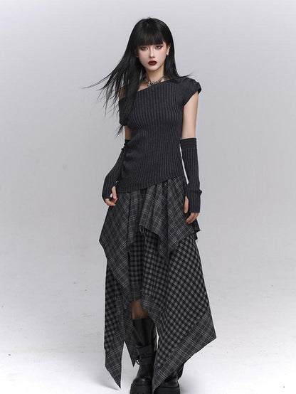 LADYGHOST Ghostly Gray Asymmetric Shoulder Women&