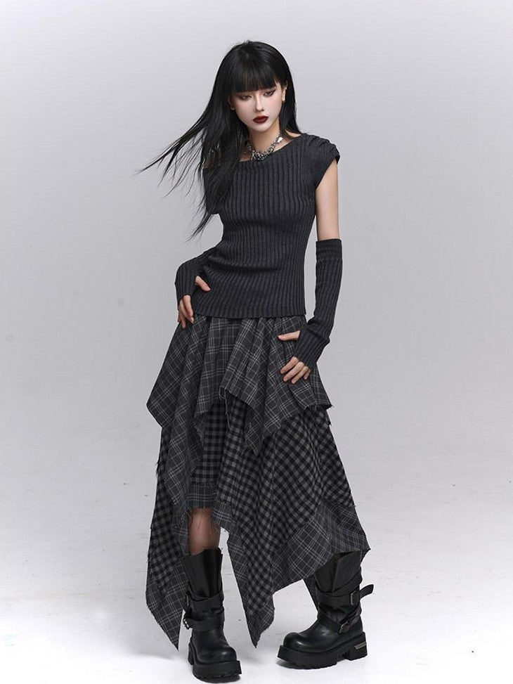 LADYGHOST Ghostly Gray Asymmetric Shoulder Women&