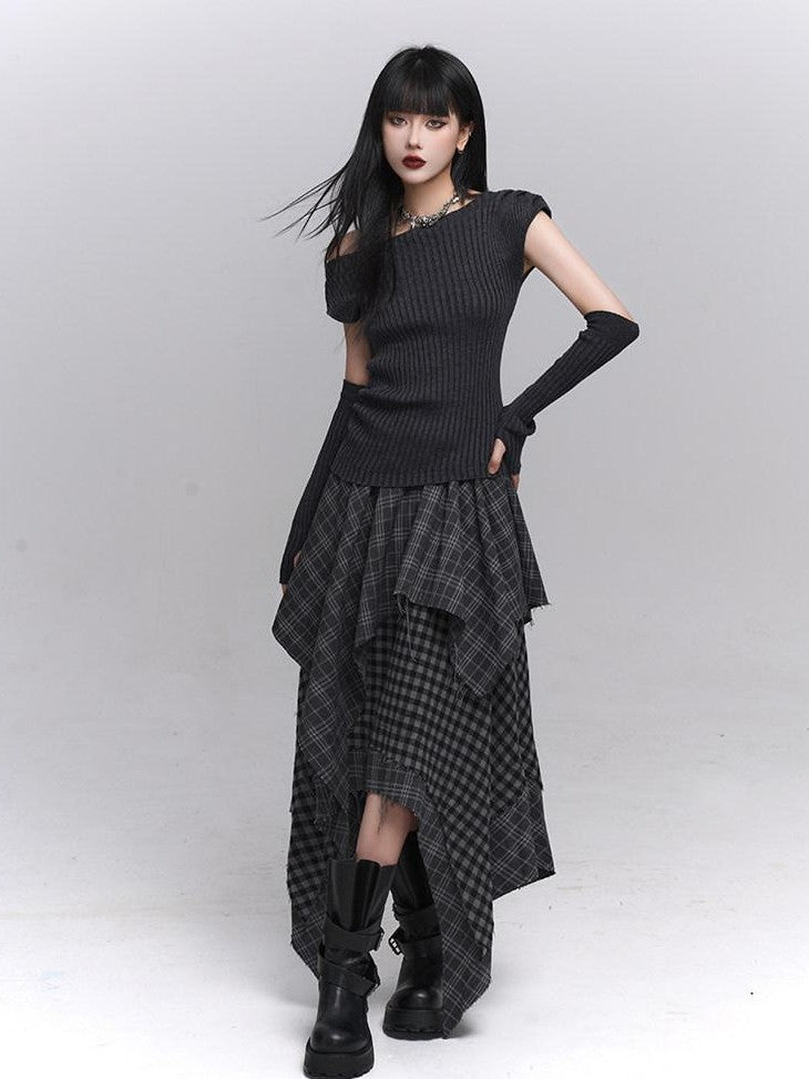 LADYGHOST Ghostly Gray Asymmetric Shoulder Women&