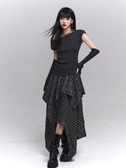 LADYGHOST Ghostly Gray Asymmetric Shoulder Women&