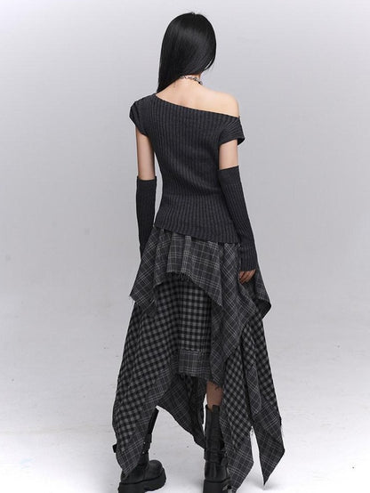 LADYGHOST Ghostly Gray Asymmetric Shoulder Women&