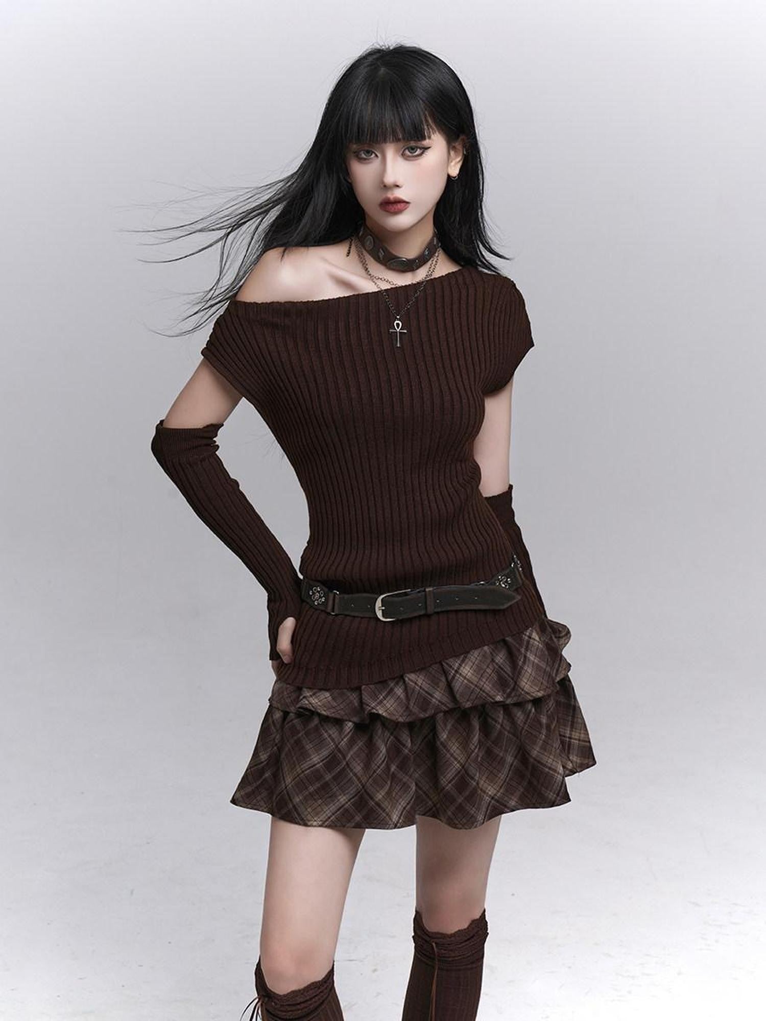 LADYGHOST Ghostly Gray Asymmetric Shoulder Women&