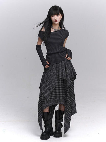 LADYGHOST Ghostly Gray Asymmetric Shoulder Women&