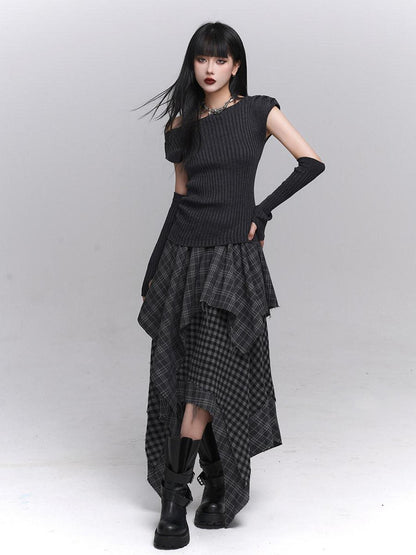 LADYGHOST Ghostly Gray Asymmetric Shoulder Women&