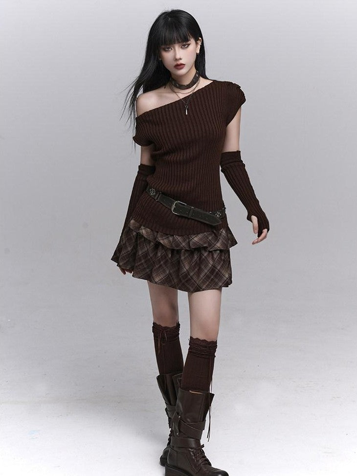 LADYGHOST Ghostly Gray Asymmetric Shoulder Women&