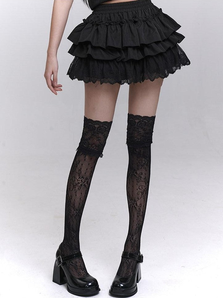 LADYGHOST Ghostly Layered Cake Puff Ruffle Tiered Women&