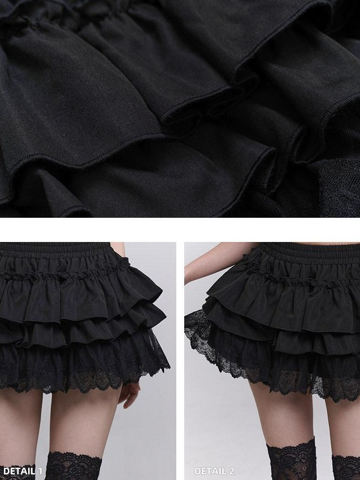 LADYGHOST Ghostly Layered Cake Puff Ruffle Tiered Women&