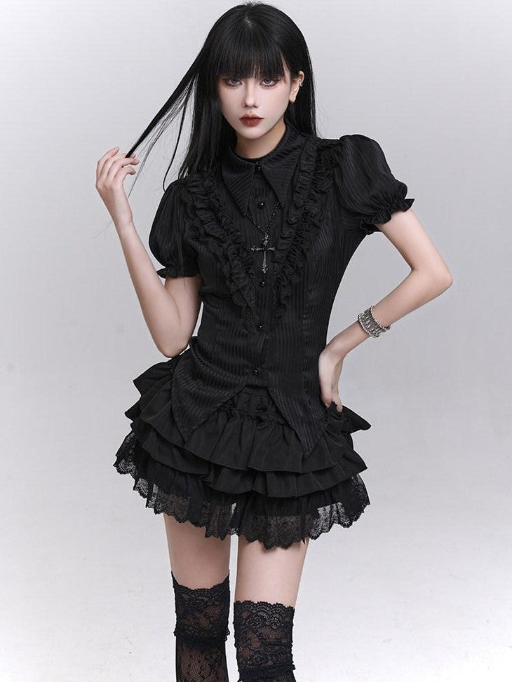 LADYGHOST Ghostly Layered Cake Puff Ruffle Tiered Women&