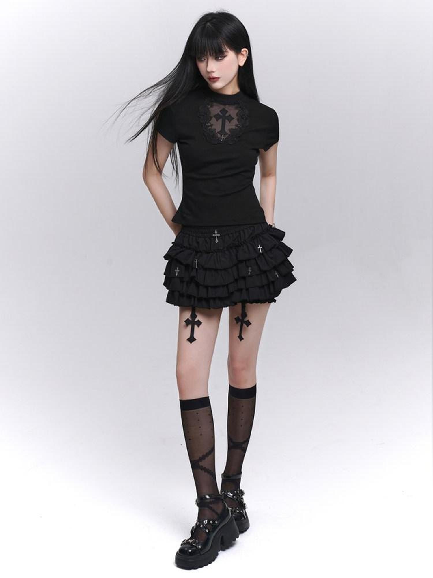 LADYGHOST Ghostly Puff Cake Ruffle Women&