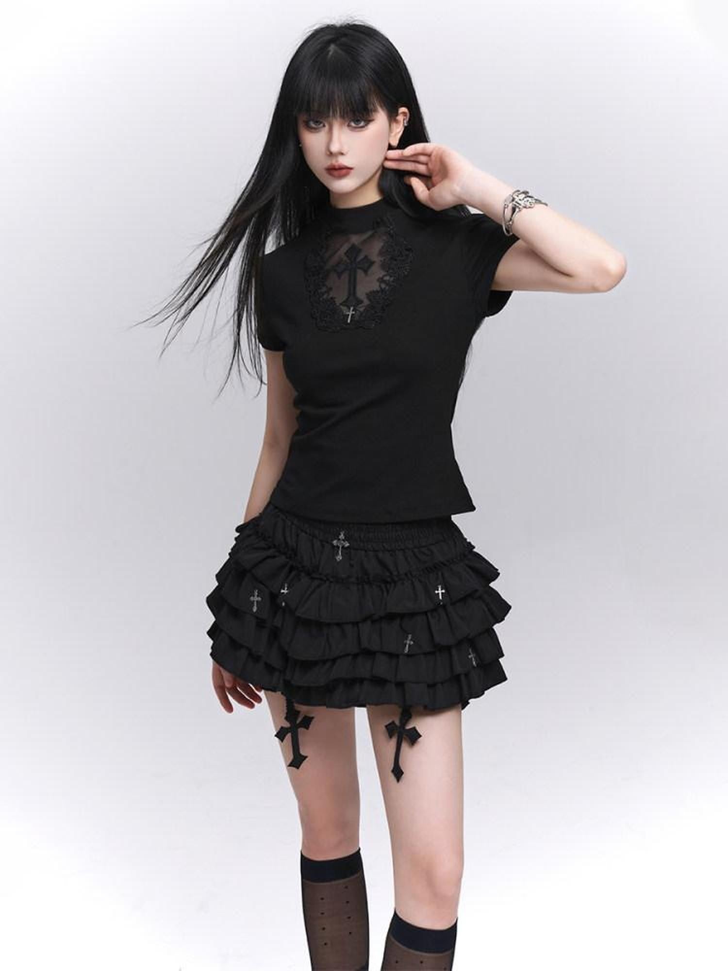 LADYGHOST Ghostly Puff Cake Ruffle Women&