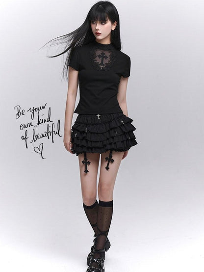 LADYGHOST Ghostly Puff Cake Ruffle Women&