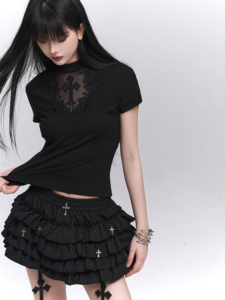 LADYGHOST Ghostly Puff Cake Ruffle Women&