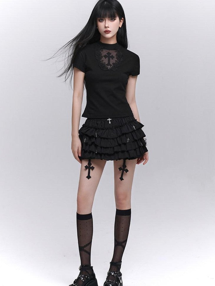 LADYGHOST Ghostly Puff Cake Ruffle Women&
