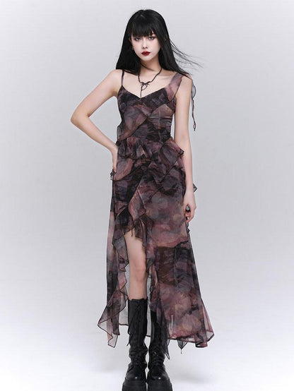 LADYGHOST Ghostly Purple Asymmetric Hem Spaghetti Strap Women&