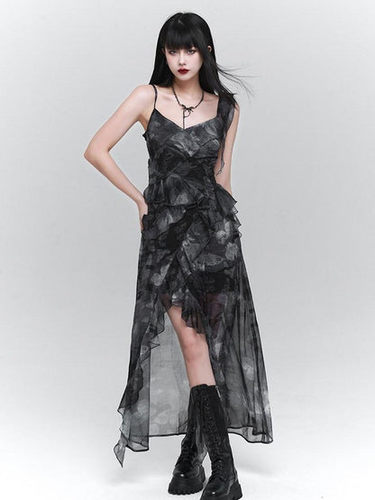 LADYGHOST Ghostly Purple Asymmetric Hem Spaghetti Strap Women&