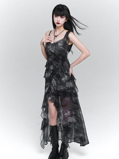 LADYGHOST Ghostly Purple Asymmetric Hem Spaghetti Strap Women&