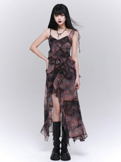 LADYGHOST Ghostly Purple Asymmetric Hem Spaghetti Strap Women&