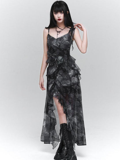 LADYGHOST Ghostly Purple Asymmetric Hem Spaghetti Strap Women&