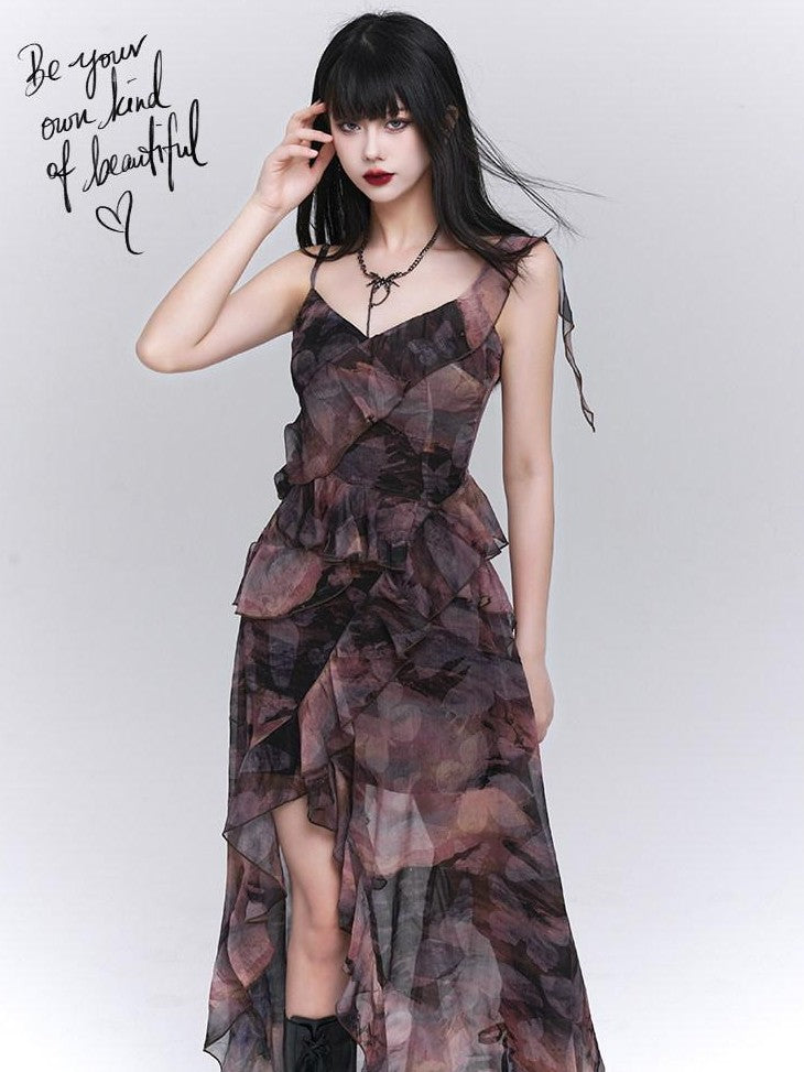 LADYGHOST Ghostly Purple Asymmetric Hem Spaghetti Strap Women&
