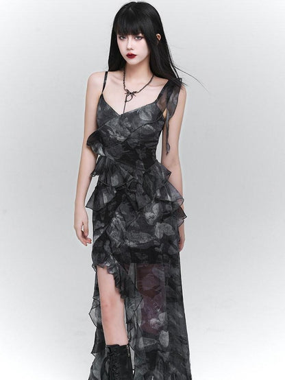 LADYGHOST Ghostly Purple Asymmetric Hem Spaghetti Strap Women&