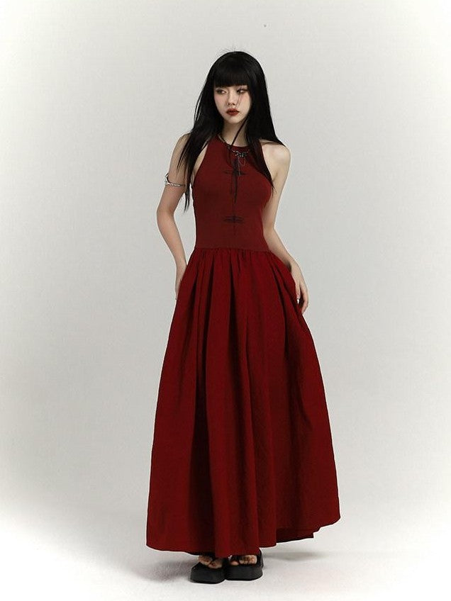 LADYGHOST Ghostly Red Flowing Cinched Waist Women&