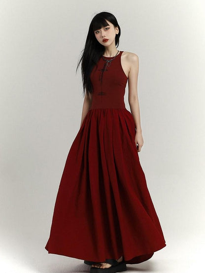 LADYGHOST Ghostly Red Flowing Cinched Waist Women&