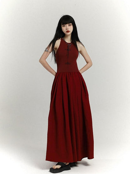 LADYGHOST Ghostly Red Flowing Cinched Waist Women&