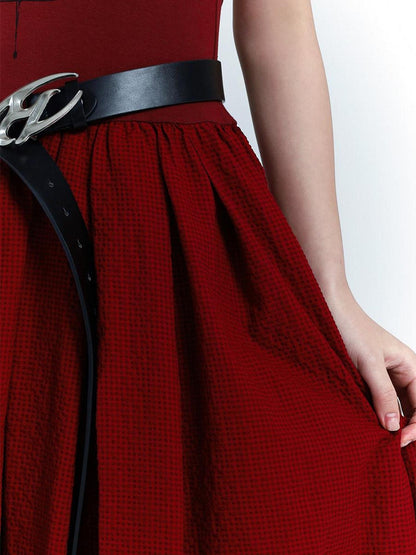 LADYGHOST Ghostly Red Flowing Cinched Waist Women&