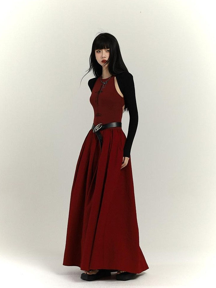 LADYGHOST Ghostly Red Flowing Cinched Waist Women&