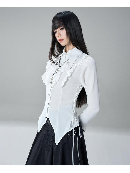 LADYGHOST Gothic Lace Pleated High Waist A Line Women&