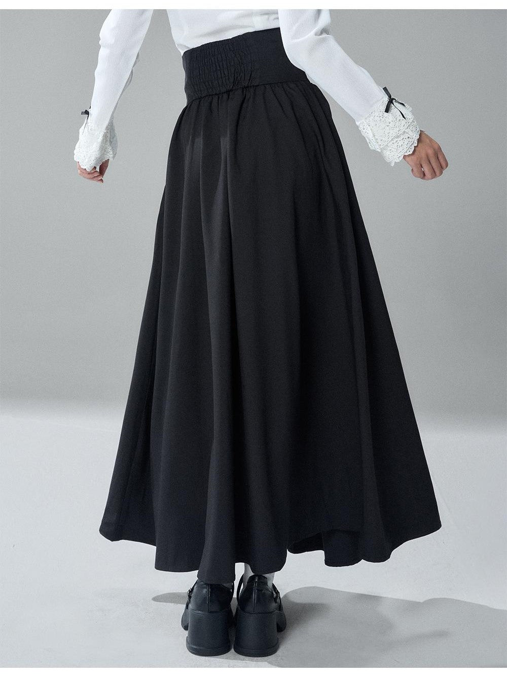 LADYGHOST Gothic Lace Pleated High Waist A Line Women&