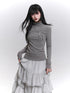 LADYGHOST Gray Ghost Girl Print Mock Neck Women&