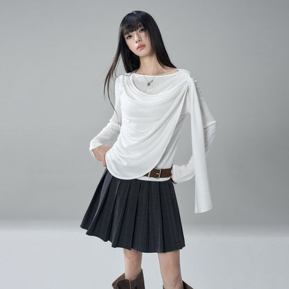 LADYGHOST_Korean_Faux_Layered_Button_Slim_Fit_Solid_Lyocell_Women&